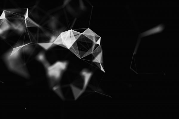 3D render of an abstract communications background with low poly plexus design